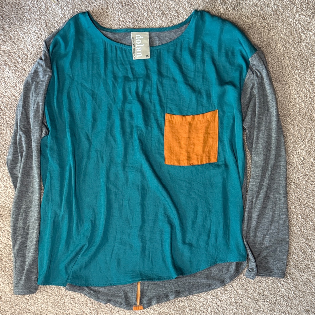 Dolan Teal Body With Gray Neckline Layered Tee